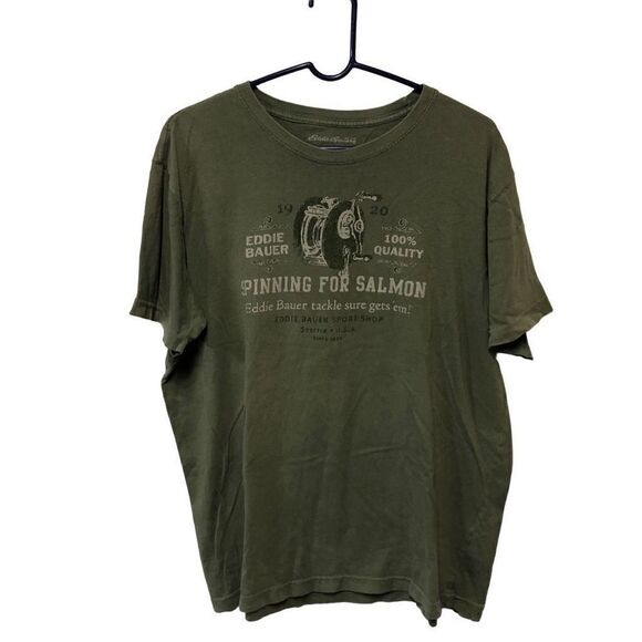 Eddie Bauer Spinning for Salmon T-Shirt Size Large (L) Fishing - Picture 1 of 4